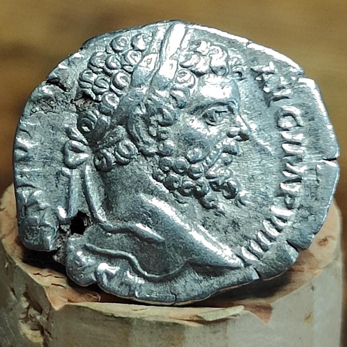 Septimius Severus with Sol reverse Silver Denarius, Ancient roman coin
