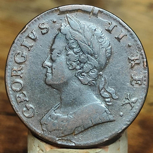 George II half Penny, dated 1747 - Georgian/ US colonial coin