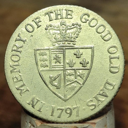 George III spade Guinea gaming token, dated 1797, Georgian brass jetton