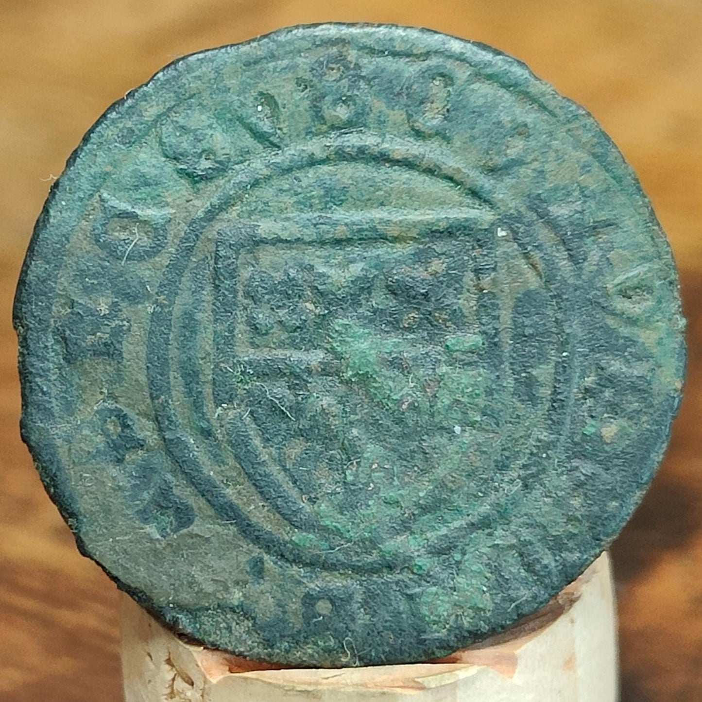 Medieval French Jetton, Shield and cross type token, 600 years old
