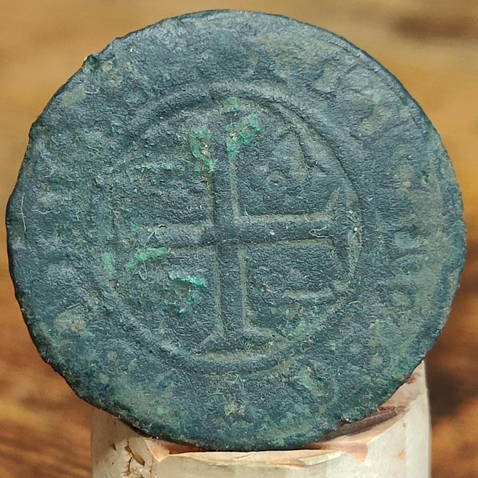 Medieval French Jetton, Shield and cross type token, 600 years old
