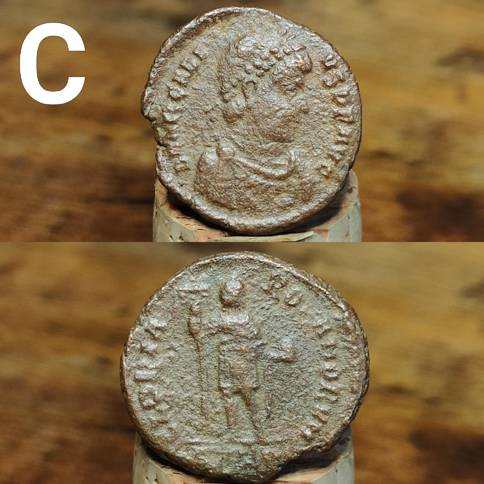 Cleaned Roman coins, ancient Nummus and Follis