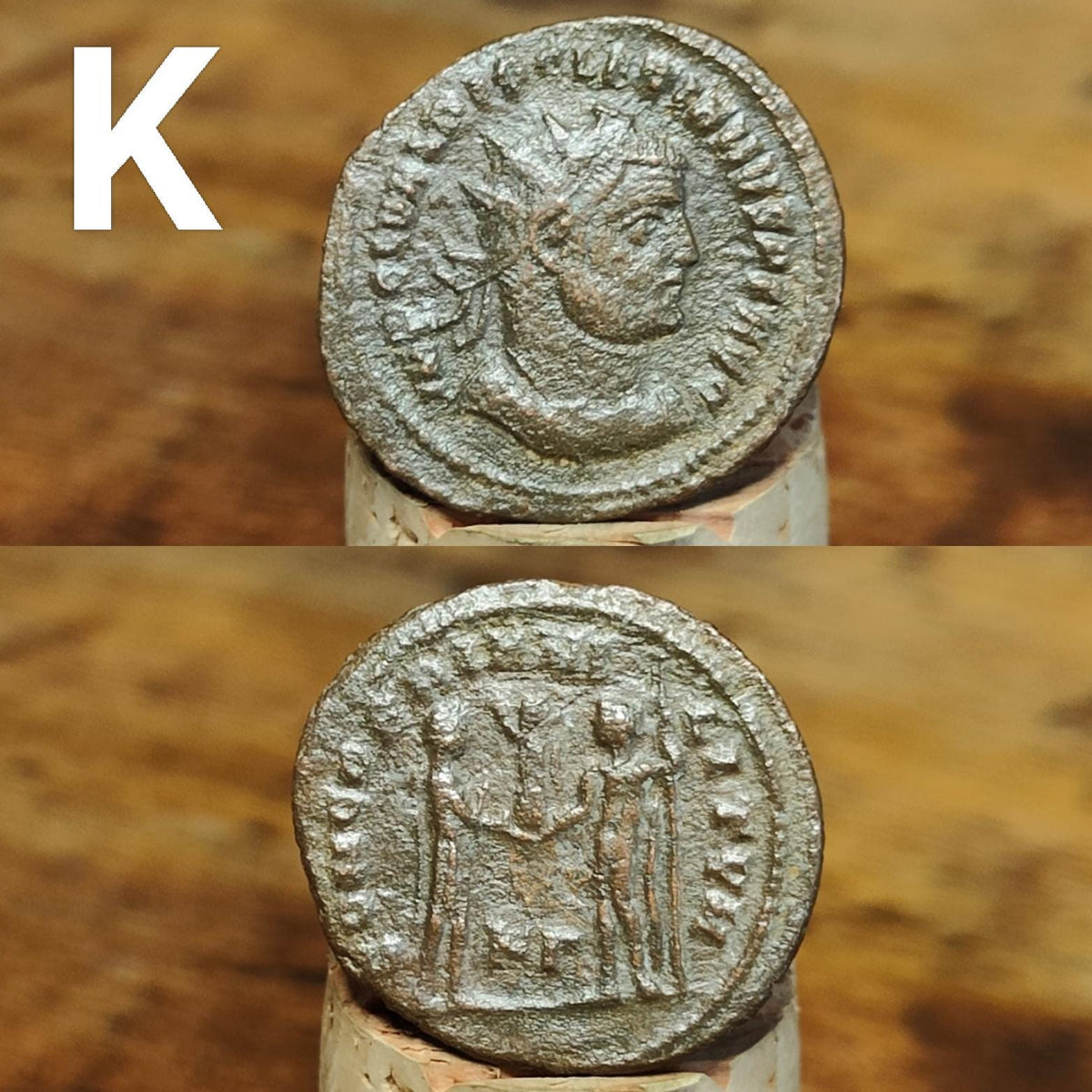 Cleaned Roman coins, ancient Nummus and Follis