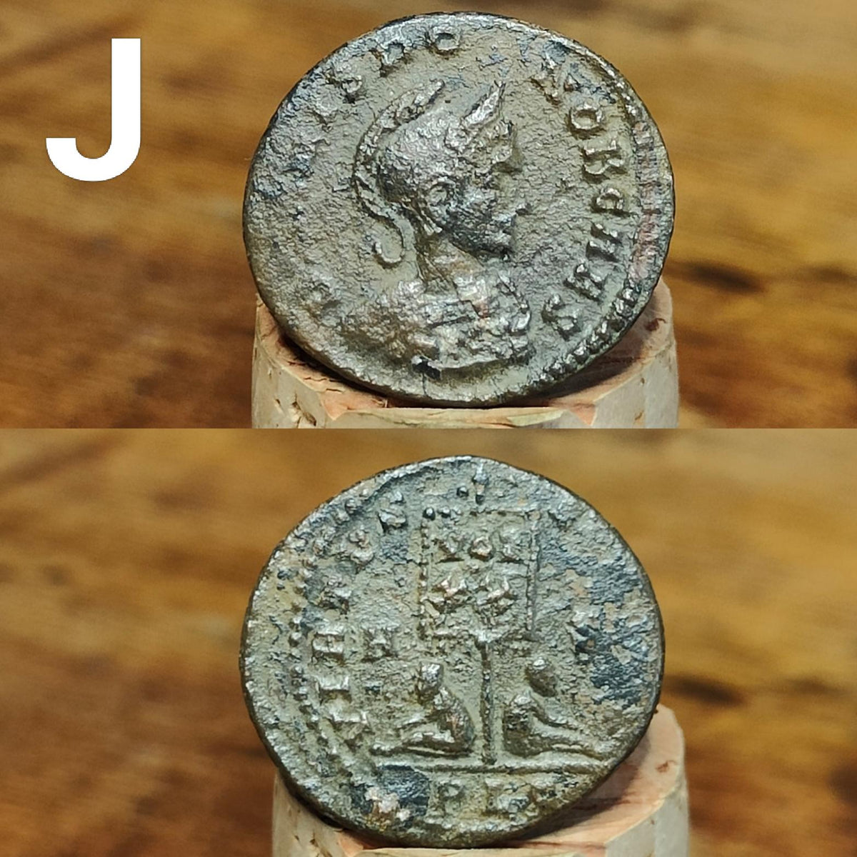 Cleaned Roman coins, ancient Nummus and Follis