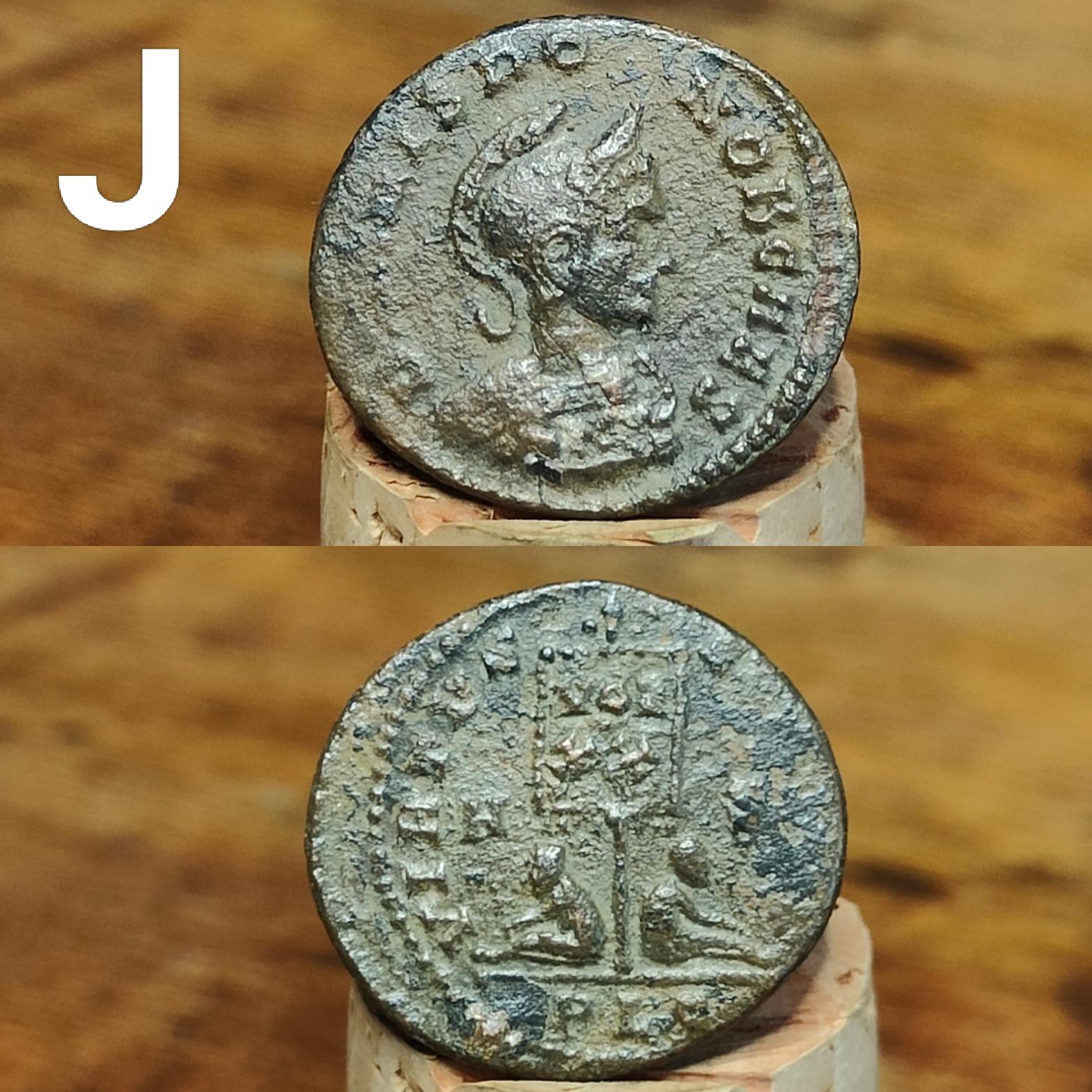 Cleaned Roman coins, ancient Nummus and Follis