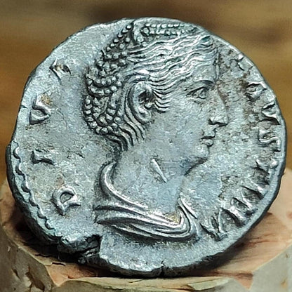 Faustina I Silver Denarius with Pietas reverse, Ancient roman coin