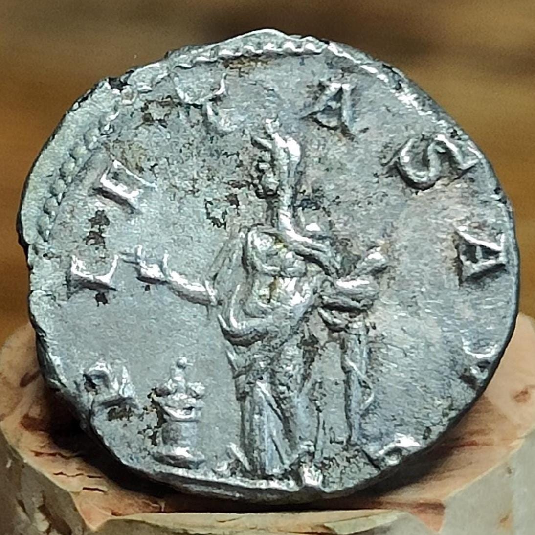 Faustina I Silver Denarius with Pietas reverse, Ancient roman coin
