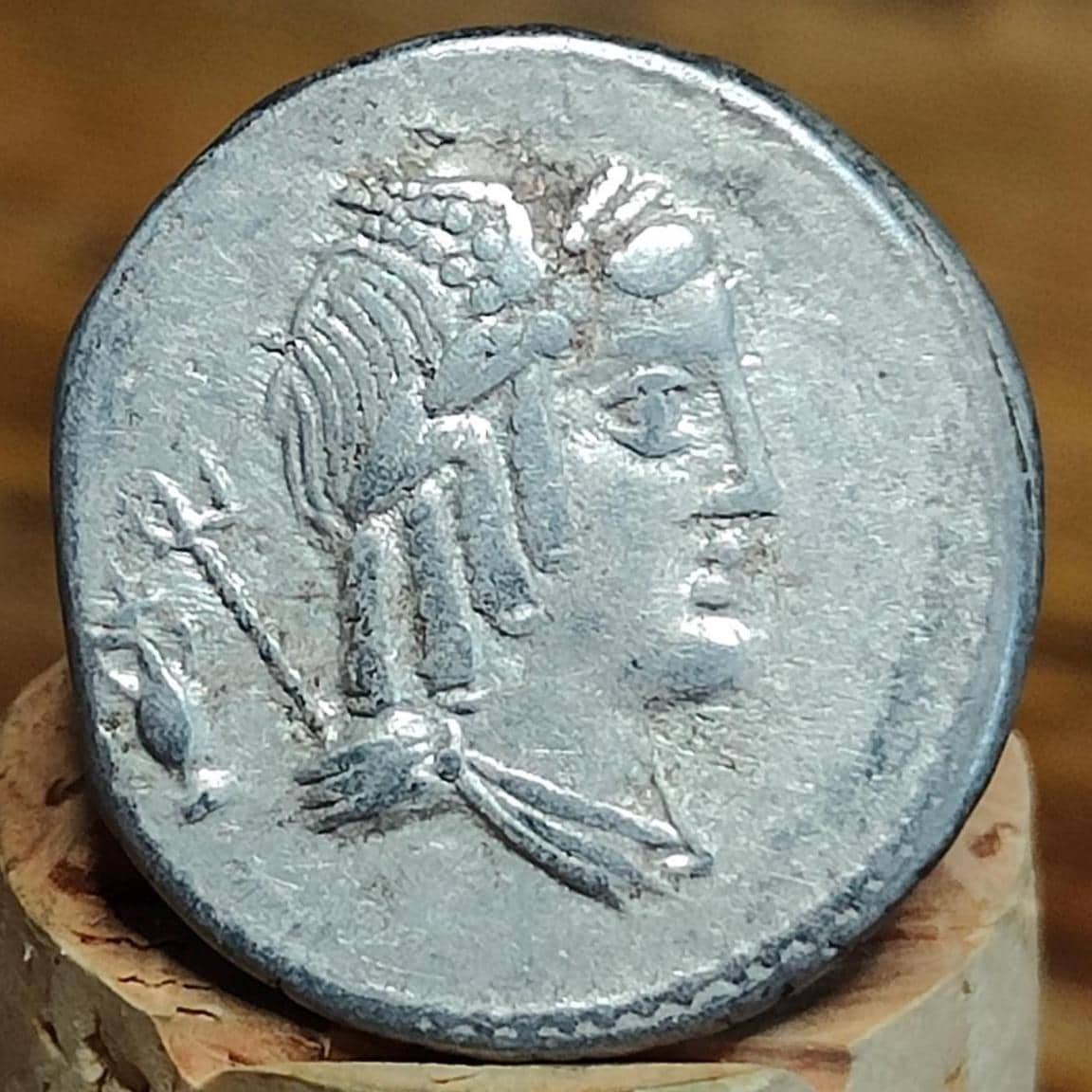85BC Roman Republic Silver Denarius, L. Julius Bursio, with Victory reverse, Ancient coin