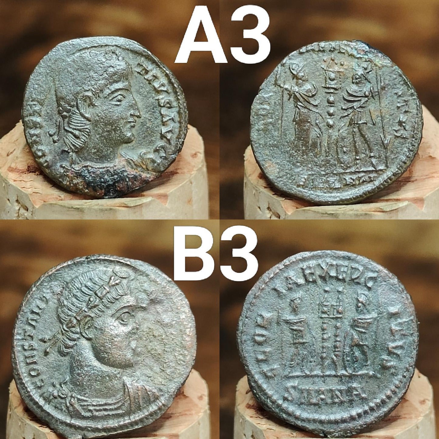 Genuine Roman coins, 4th century ancient Nummus