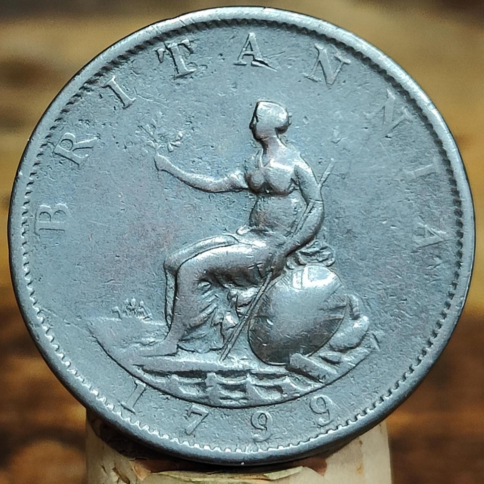 George III Halfpenny, dated 1799 - Georgian/ Napoleonic war coin