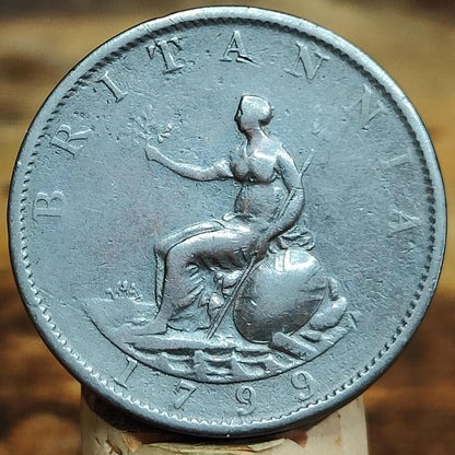 George III Halfpenny, dated 1799 - Georgian/ Napoleonic war coin