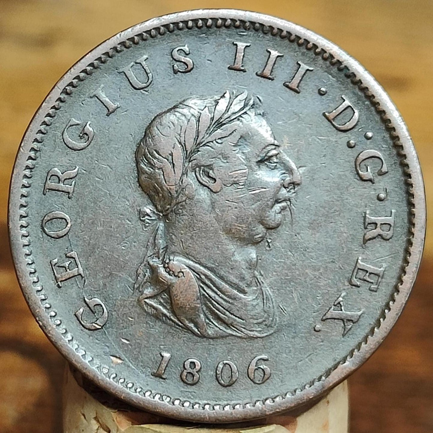 George III Halfpenny, dated 1806 - Georgian/ Napoleonic war coin