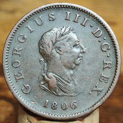 George III Halfpenny, dated 1806 - Georgian/ Napoleonic war coin