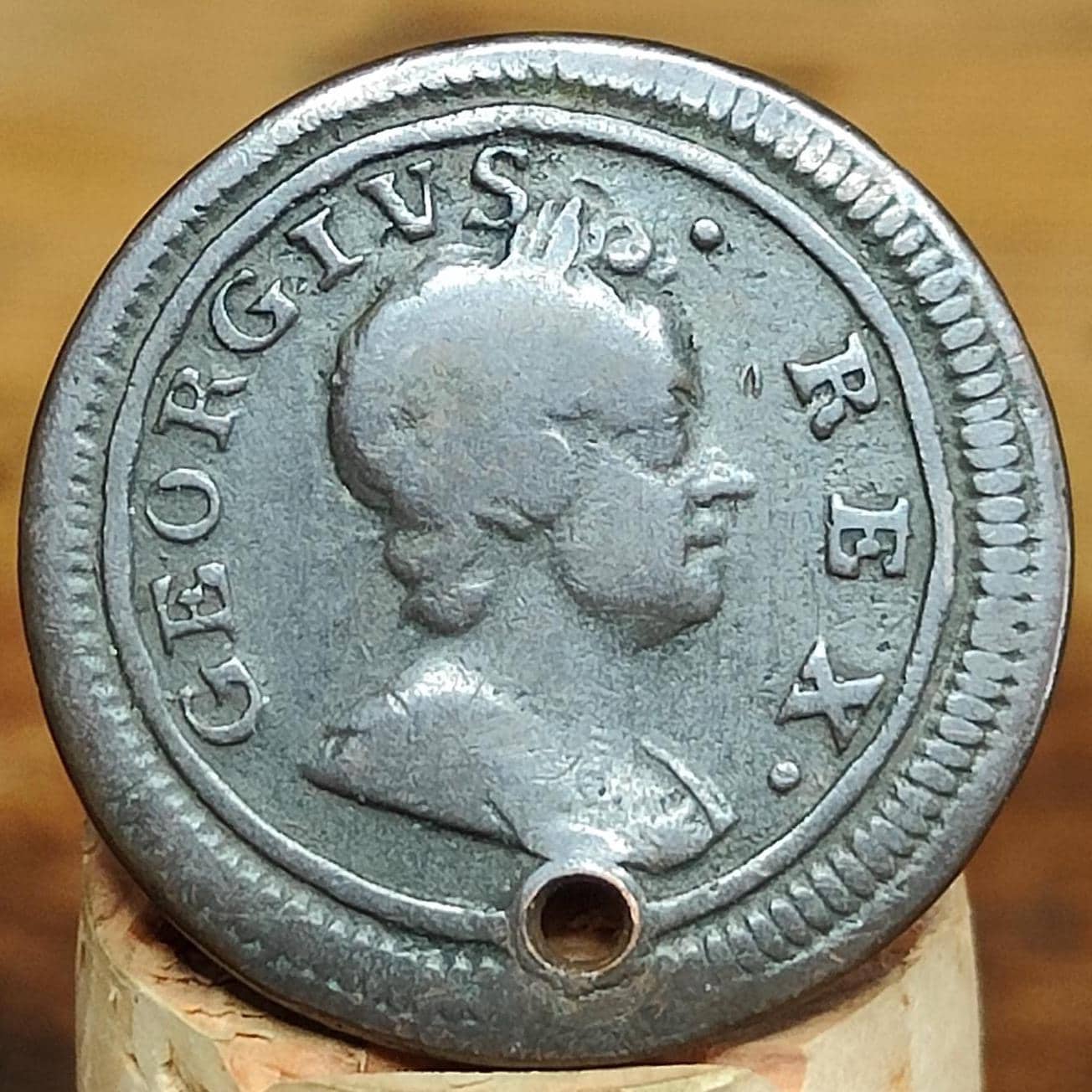 George I Farthing, dated 1719 - Georgian/ US colonial coin