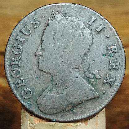 George II half Penny, dated 1743 - Georgian/ US colonial coin