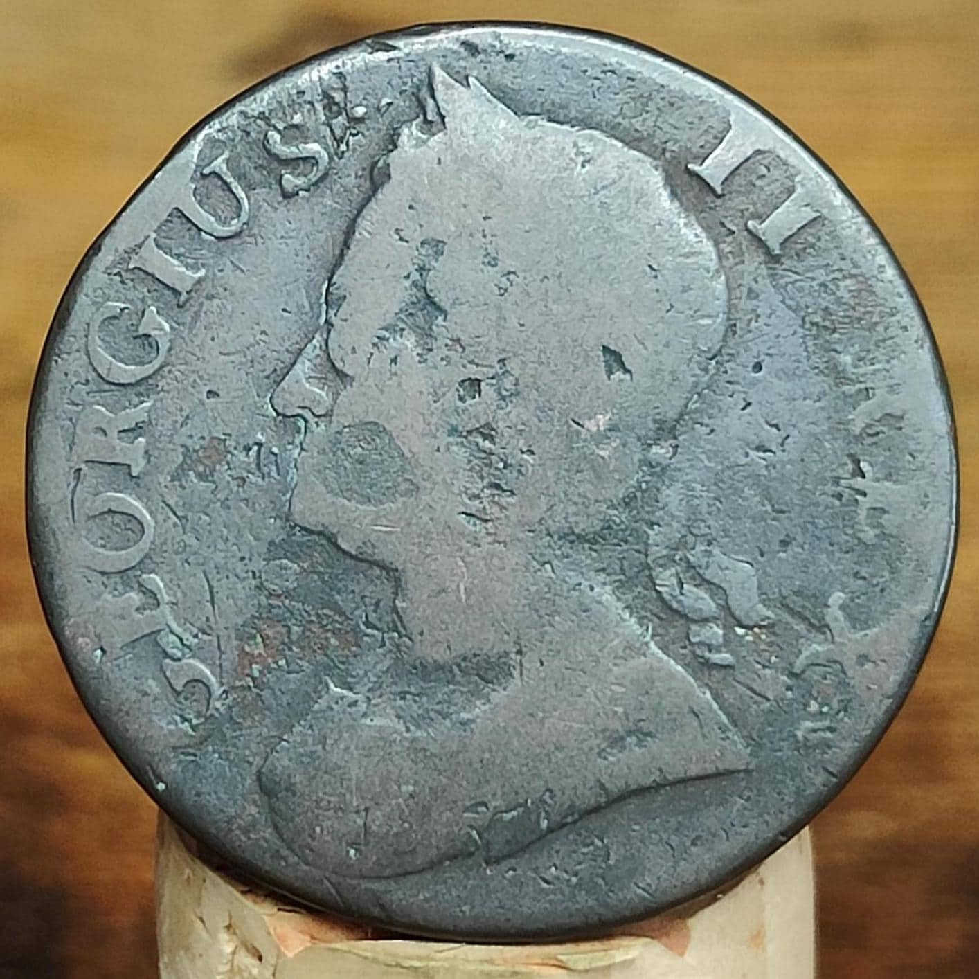 George II half Penny, dated 1745 - Georgian/ US colonial coin