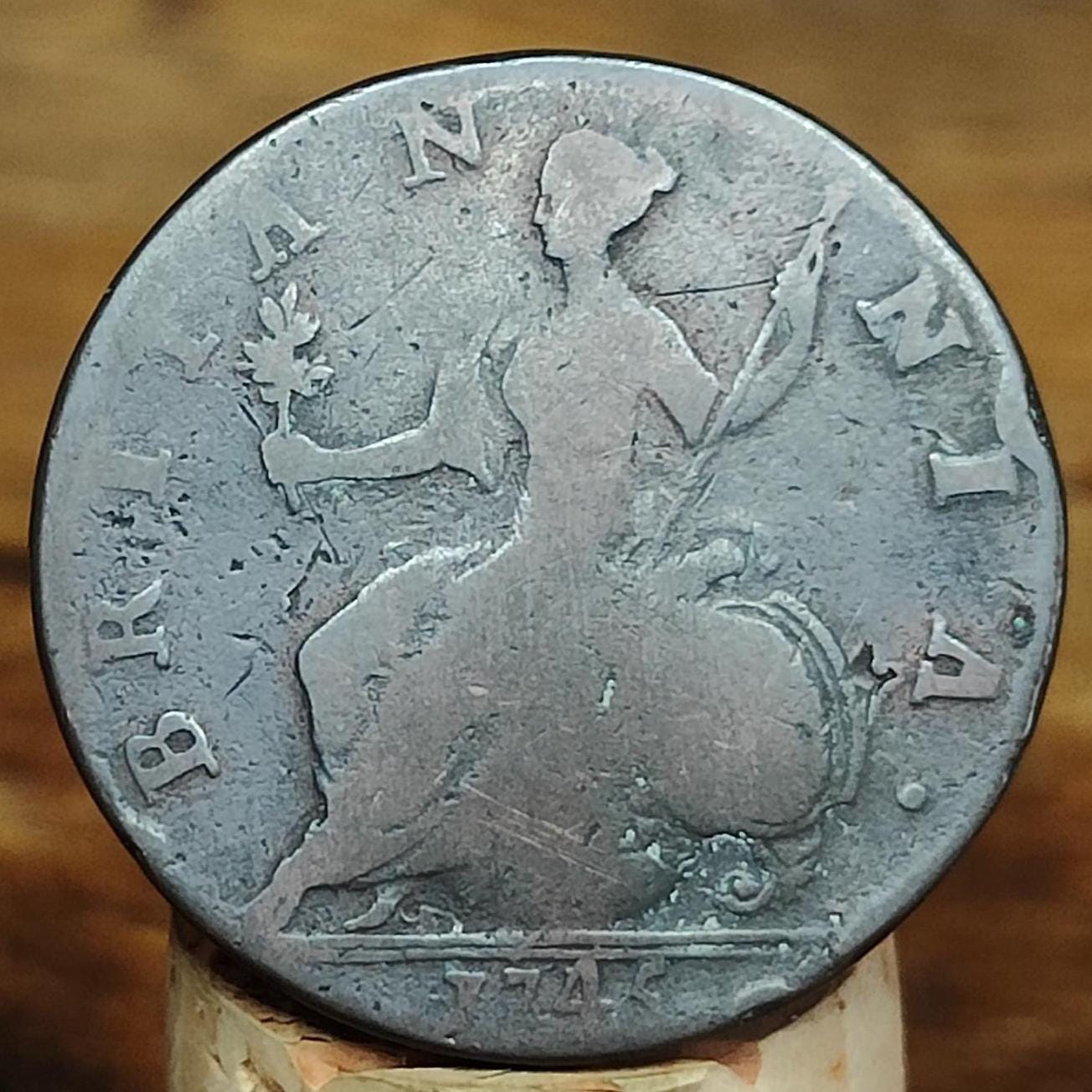 George II half Penny, dated 1745 - Georgian/ US colonial coin