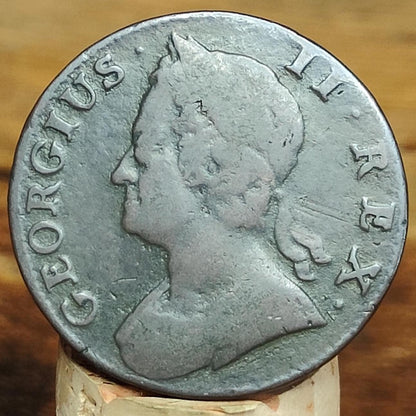 George II half Penny, dated 1744 - Georgian/ US colonial coin