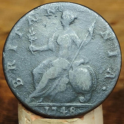 George II half Penny, dated 1748 - Georgian/ US colonial coin