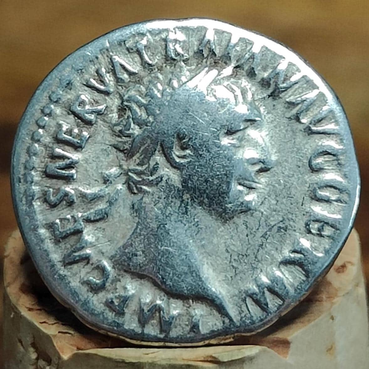 Trajan Silver Denarius with Vesta reverse, Ancient roman coin