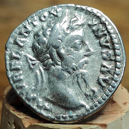 Marcus Aurelius Silver Denarius with Mars reverse, Ancient roman coin