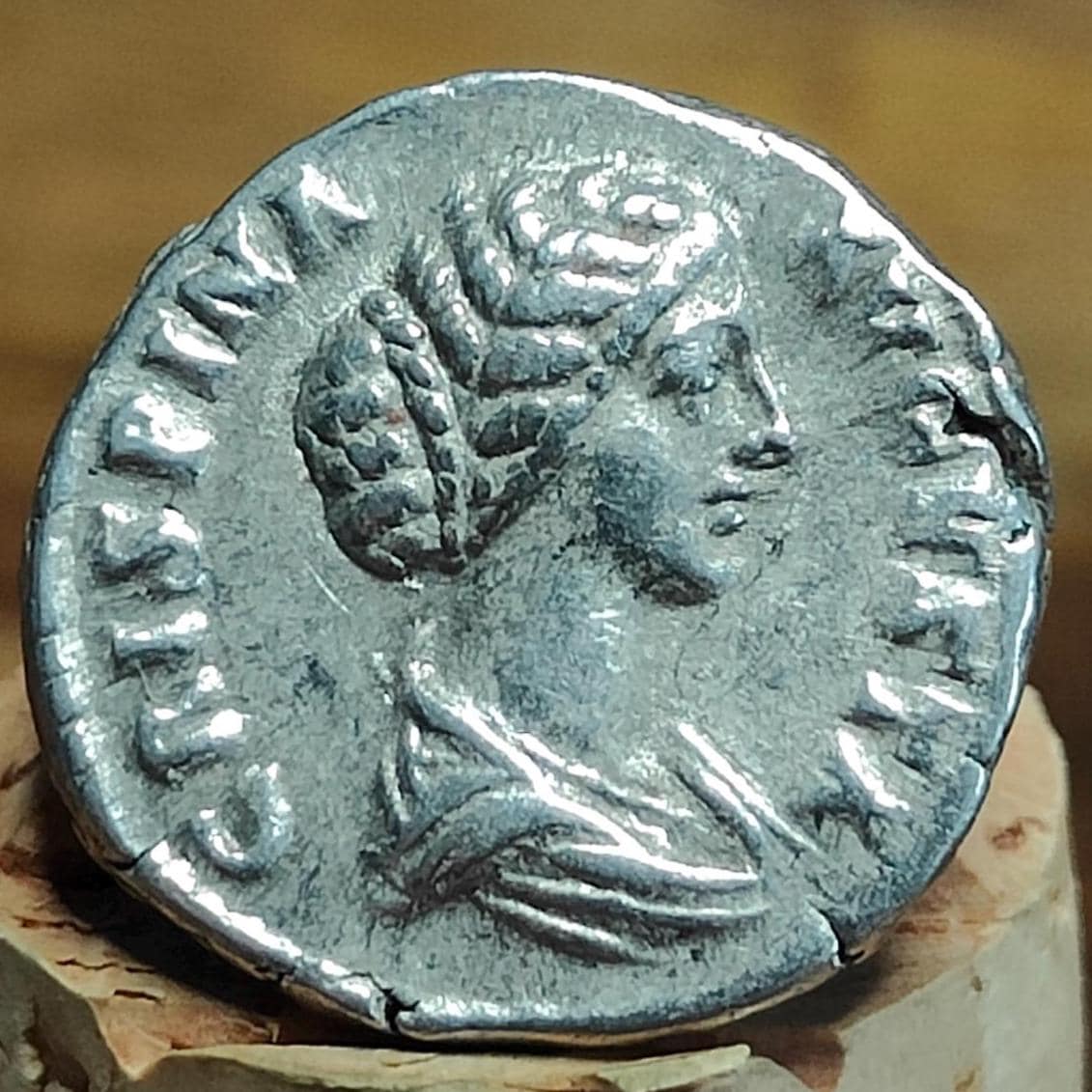 Crispina Silver Denarius with Hilaritas reverse, 180-182 AD. Ancient roman coin