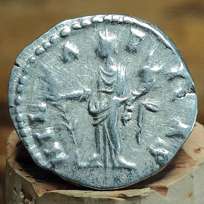 Crispina Silver Denarius with Hilaritas reverse, 180-182 AD. Ancient roman coin