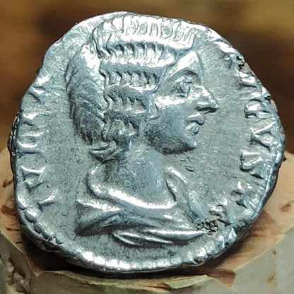 Julia Domna Silver Denarius with Juno reverse, Ancient roman coin