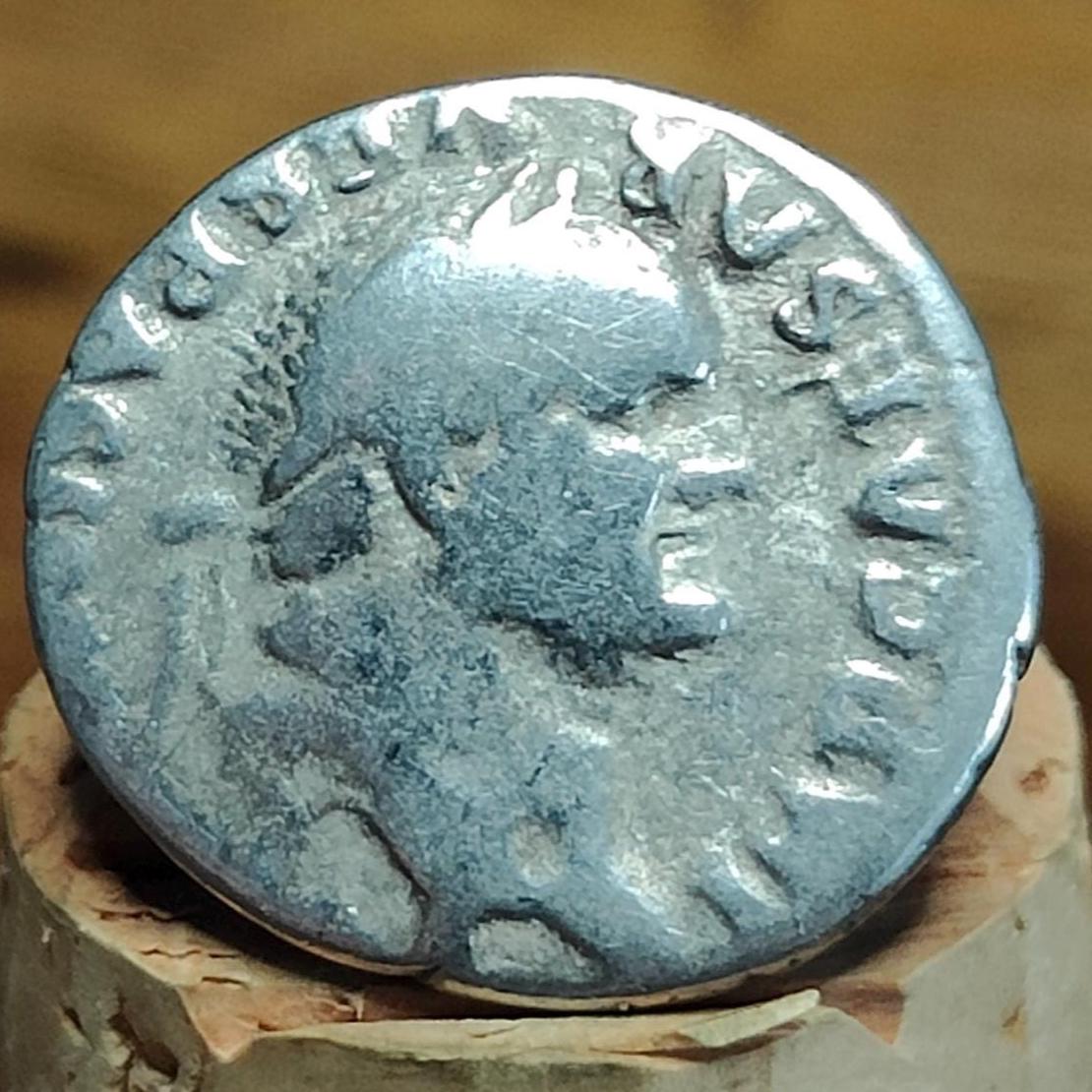 Vespasian Silver Denarius with seated reverse, Ancient roman coin