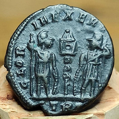 Constantius II Roman coin, Soldiers reverse, 324-337AD, ancient AE4 Nummus