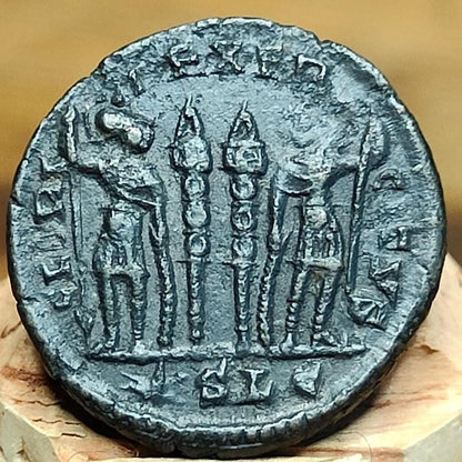 Constantius II Roman coin, Soldiers reverse, 324-337AD, ancient AE4 Nummus