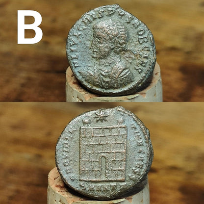 Cleaned Roman coins, ancient Nummus and Follis