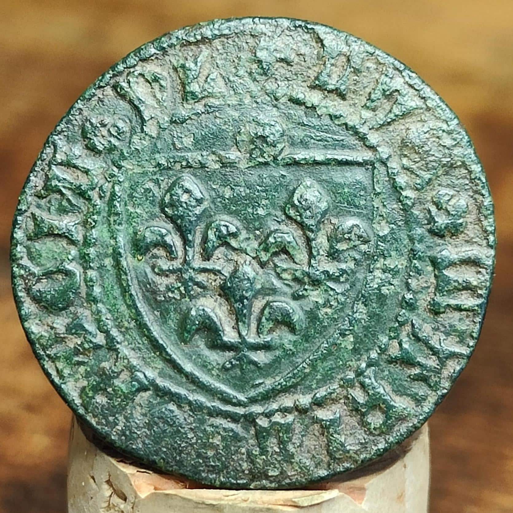 Medieval French Jetton, Shield type token, 600 years old