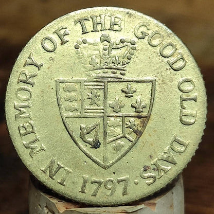 George III spade Guinea gaming token, dated 1797, Georgian brass jetton
