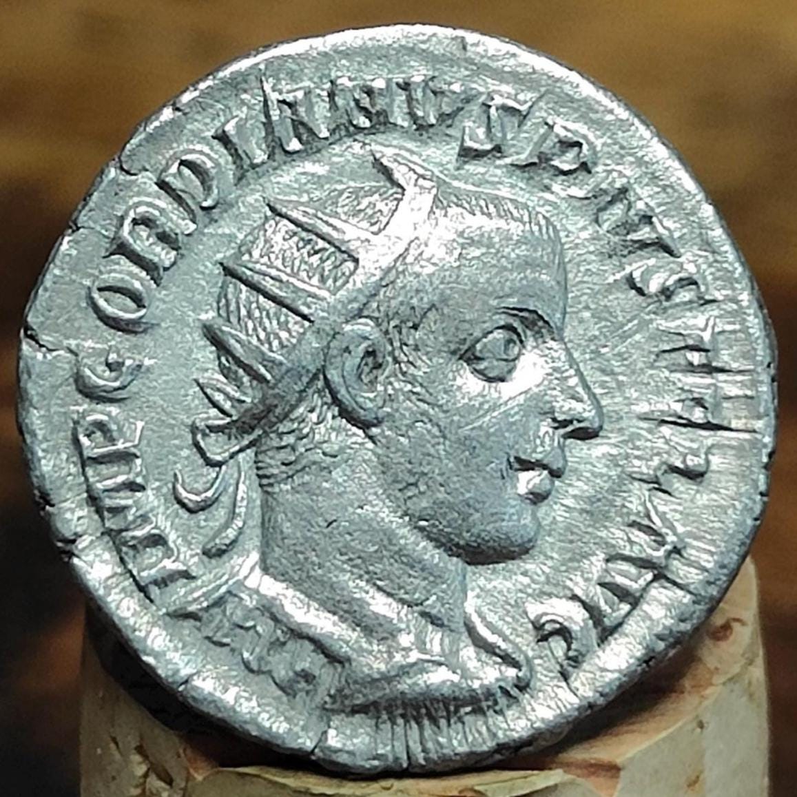 Gordian III Roman Antoninianus, Emperor reverse, 238-244AD, ancient double denarius coin