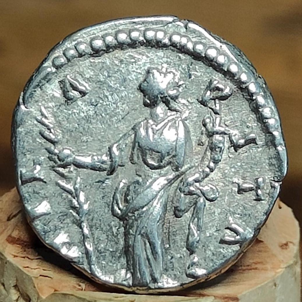 Faustina II Silver Denarius with Hilaritas reverse, 161-176 AD, Ancient roman coin