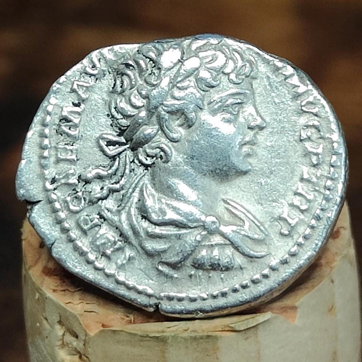 Caracalla Silver Denarius with Minerva reverse, 198-217AD, Ancient roman coin