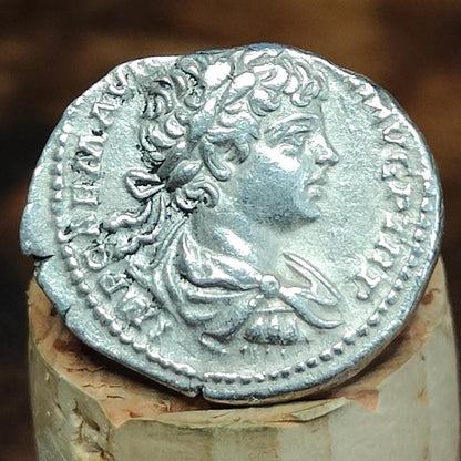 Caracalla Silver Denarius with Minerva reverse, 198-217AD, Ancient roman coin