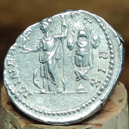Caracalla Silver Denarius with Minerva reverse, 198-217AD, Ancient roman coin
