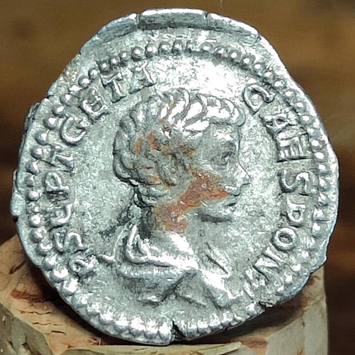 Geta Silver Denarius with Emperor reverse, 209-211AD Ancient roman coin