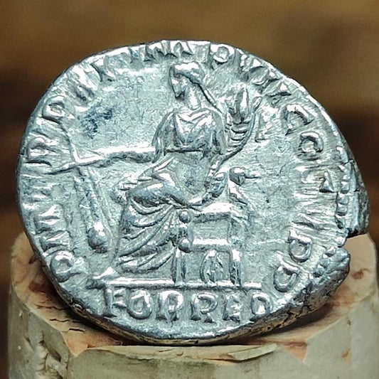 Commodus Silver Denarius with Fortuna reverse, 177-192 AD Ancient roman coin