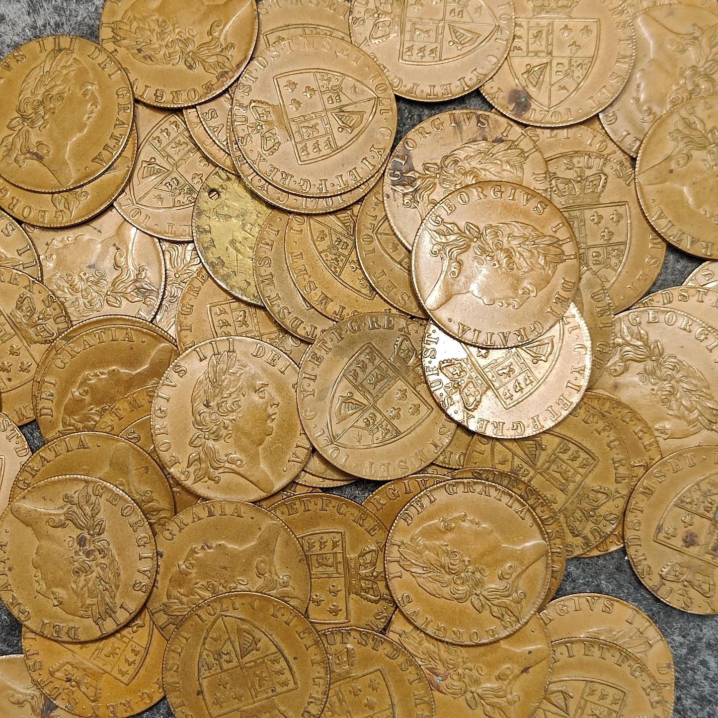 George III spade Guinea gaming token, dated 1701, Georgian brass jetton- Random Pick