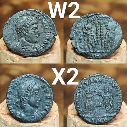 Genuine Roman coins, 4th century ancient Nummus