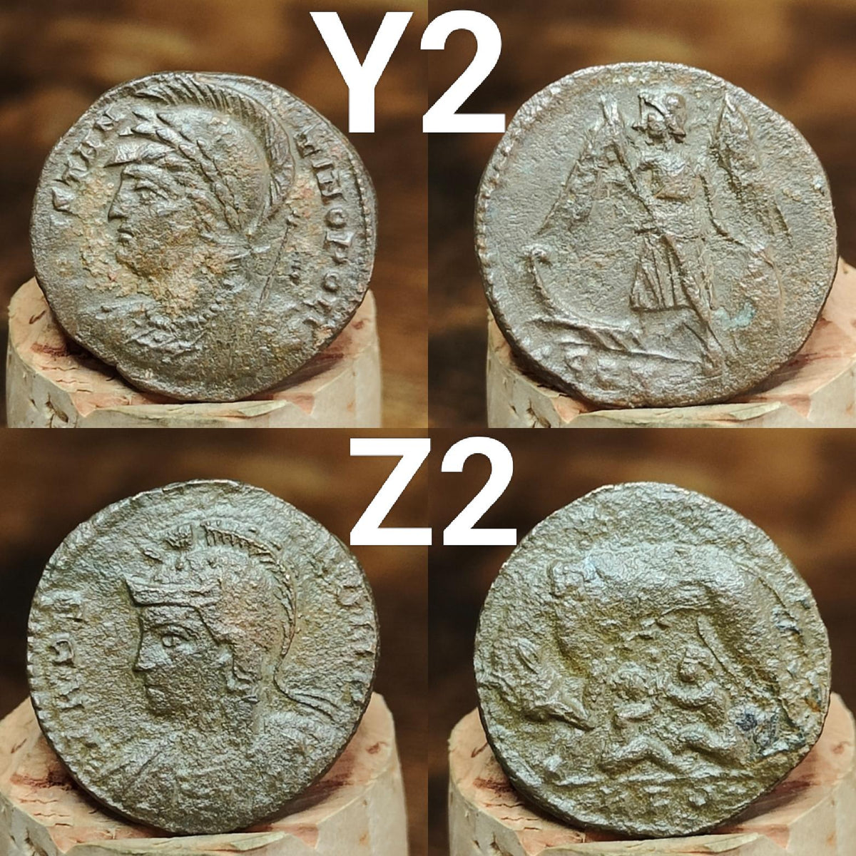 Genuine Roman coins, 4th century ancient Nummus