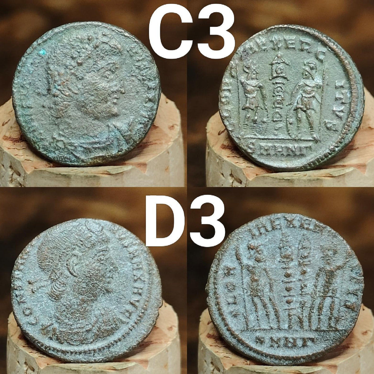 Genuine Roman coins, 4th century ancient Nummus