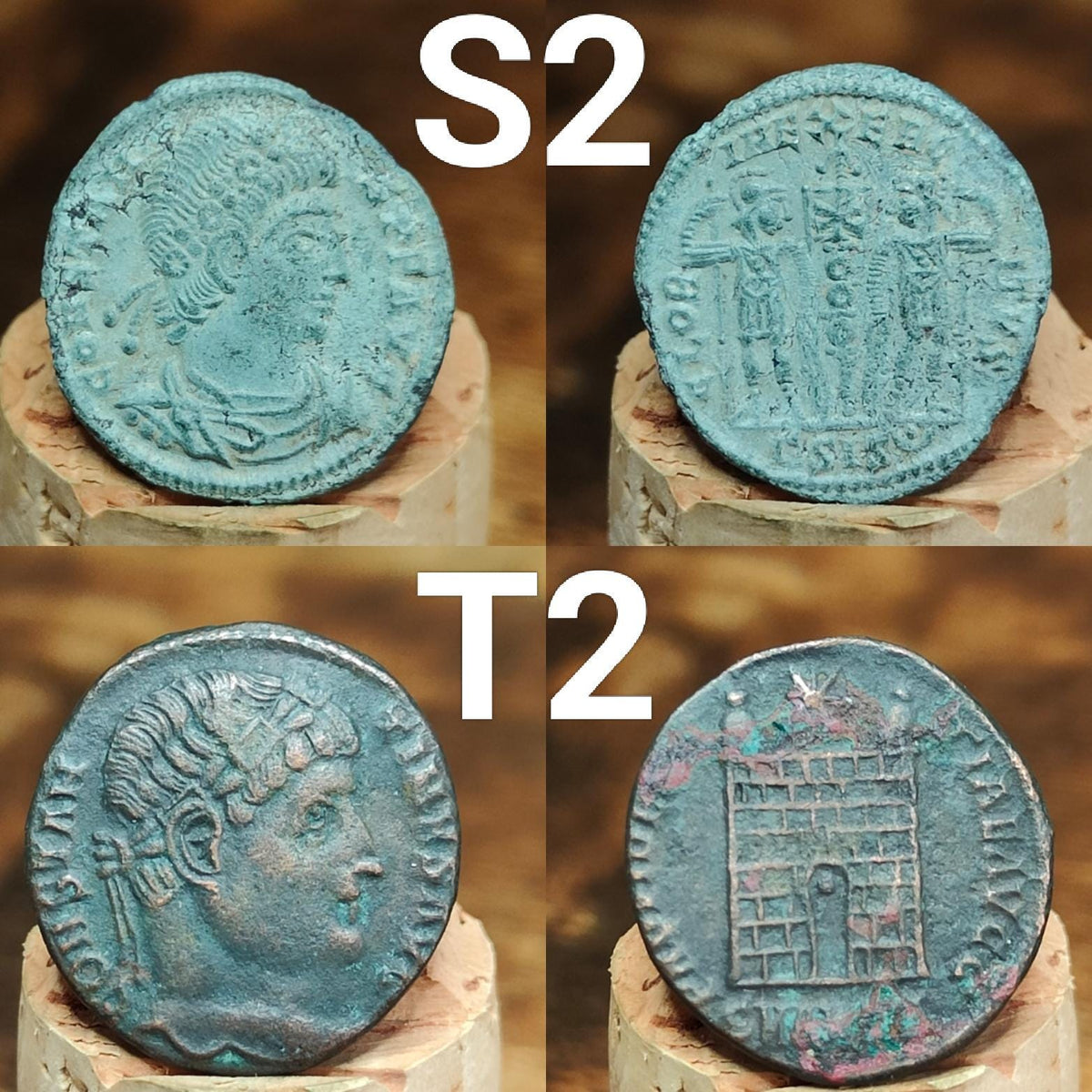Genuine Roman coins, 4th century ancient Nummus