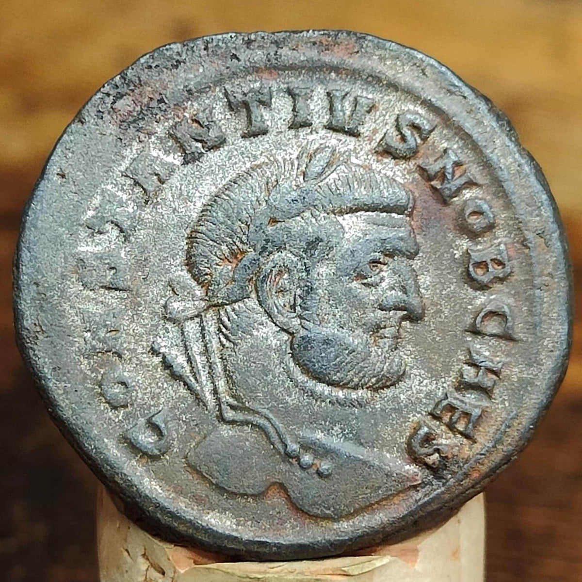 Constantius I Roman coin with god Genius reverse, 3rd century ancient follis AE1