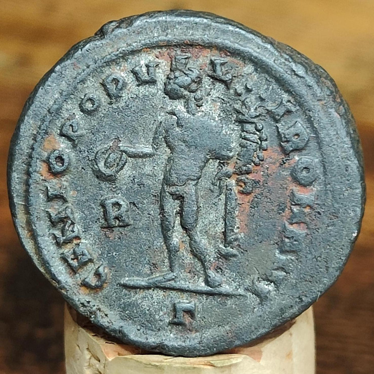 Constantius I Roman coin with god Genius reverse, 3rd century ancient follis AE1