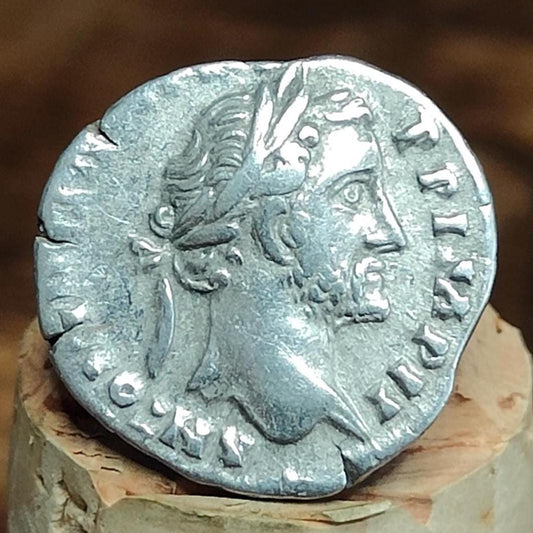 Antoninus Pius Silver Denarius with Pietas reverse, 138-161AD, Ancient roman coin