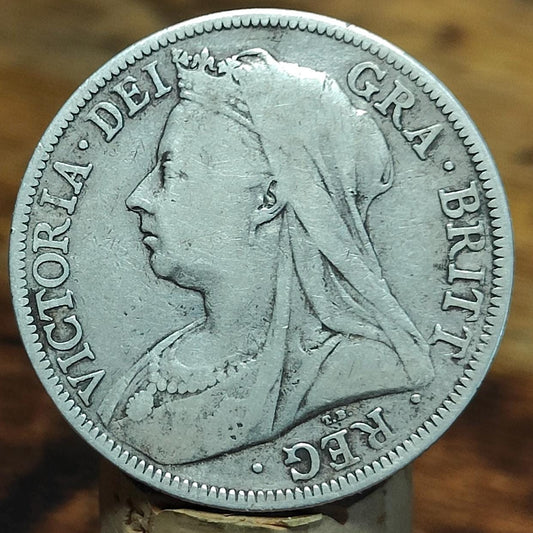 1899 Queen Victoria Silver Halfcrown Coin, Veil Head